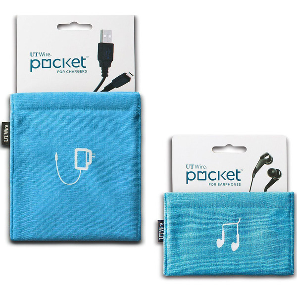 Electriduct UT Wire Pocket Earbud Charger Case Pouch- Blue UTW-PK02-BL-2PK